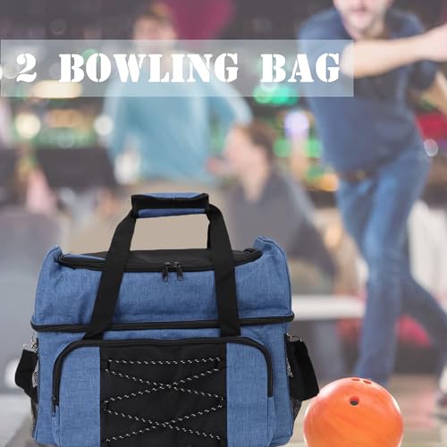 Luqeeg 2 Ball Bowling -Beutel, Tragbarer Bowling -Beutel mit Verstellbarem Schultergurt und Gepolstertem Halter, 4 Nicht -Slip -Basen Mutiple Taschen, Passt zu Einem Einzelnen Paar
