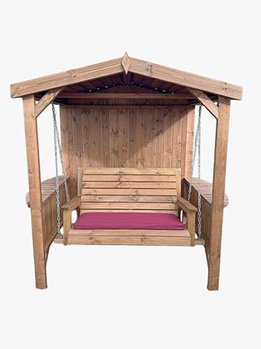 STAFFORDSHIRE OUTDOOR FURNITURE LTD Wooden Garden Swing Seat with Frame Cottage Style Outdoor Swing Bench | Wooden Arbour Swing Chair for Patio Garden Relaxation & Summer Living UK