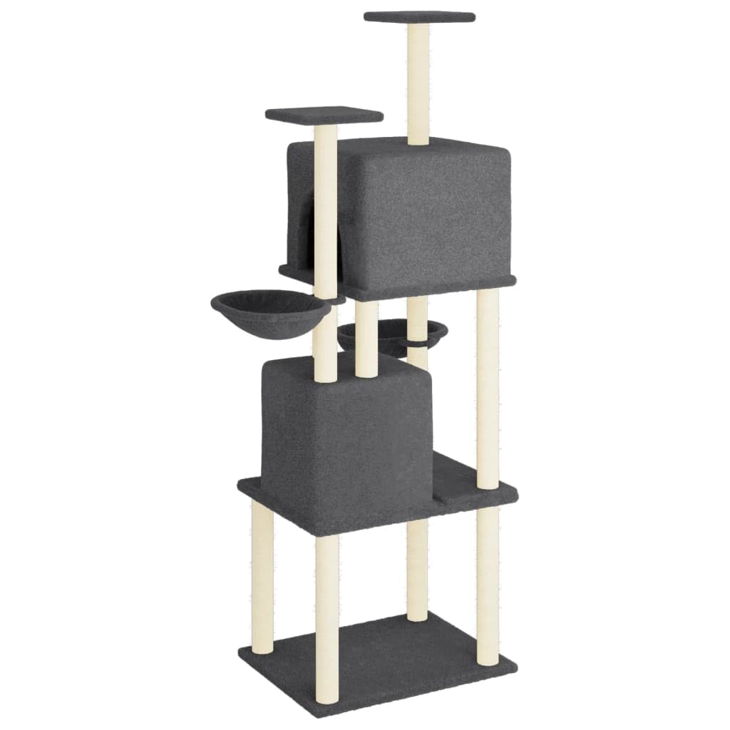 vidaXL Rascador para Gatos con Postes de sisal Gris Oscuro 180 cm
