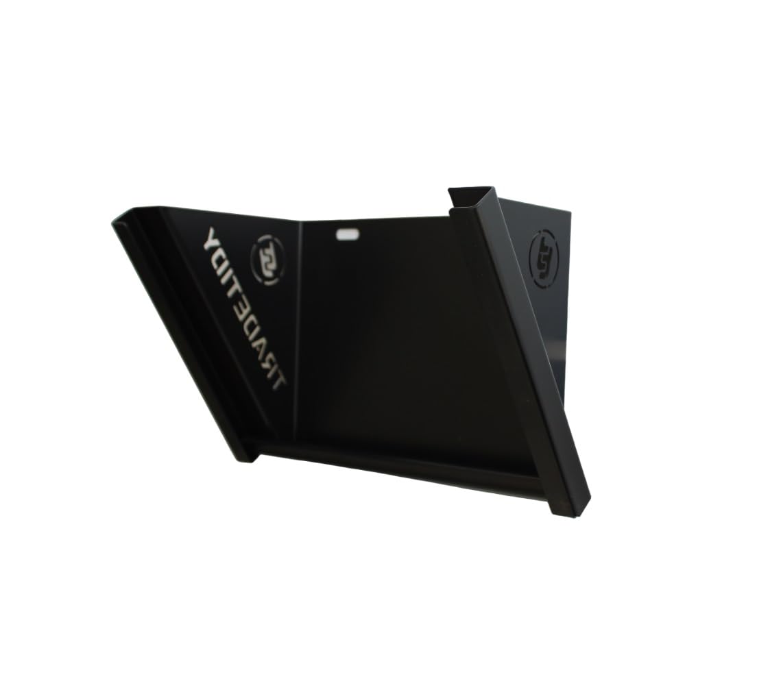 Tradetidy Dispenser per rotolo di carta in acciaio nero, resistente, per furgoni, garage e officine, adatto per rotoli di carta fino a 200 mm di larghezza, prodotto nel Regno Unito