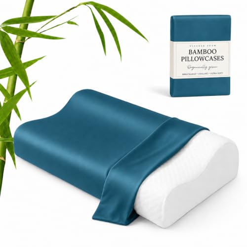 Image of Cooling Contour Cervical Pillowcase, Teal, 24x14x5 /3.7 Inches, 1 Piece