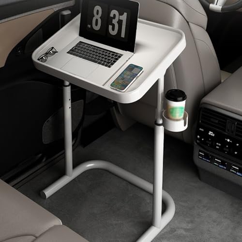 YXLLGS RV Folding Car Table, Car Desk for Laptopwith Adjustable Height, for Home RV Conversion Vehicles, Outdoor Camping Picnic(White)