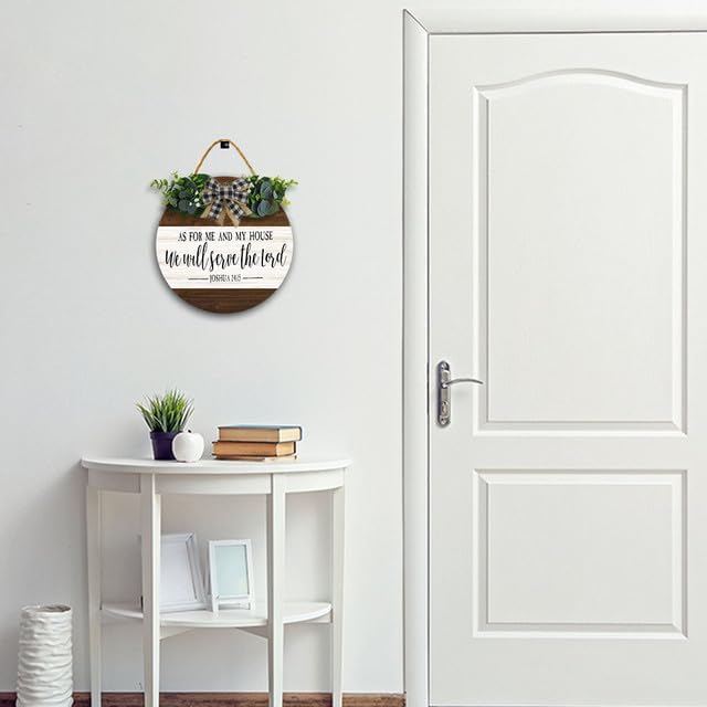 Miniatura 4 de Letrero de madera de 12 x 12 pulgadas con texto en inglés "As for Me and My House We Will Serve the Lord", letreros de madera cristiana para