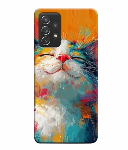 Image of Printed Hard Back Case Cover & Compatible for Samsung Galaxy A72 5G | Cat Painting Art (Multicolor) - D1191