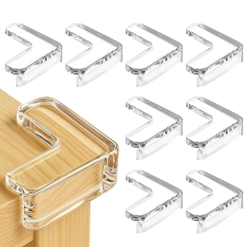 OUDQFCJ 8 Pièces Protection d'Angle Autocollante pour Bébé, Coins de Table et Meubles, Sécurité Enfant (Transparent)