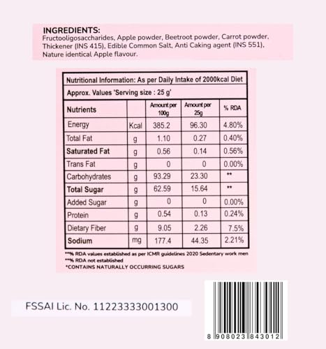 Image of Poptopia Apple Beetroot Carrot Smoothie Mix | Smoothie CHAMP | No Added Preservatives or Colors | A Quick, Nutritious, and Delicious drink | All Natural, 0% Sugar | Pack of 5 = 125gms = ~1Litre Fresh Smoothie | Ready in 15 seconds | 100% Vegan & Gluten free
