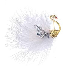 Elegant Swan Brooch Pins for Women Girl Pearls Feather Tassel Lapel Pin Dress Suit Accessories Art Deco Fashion Swan Bird Bridal Wedding Brooches Birthday Christmas Valentines Day Gift White