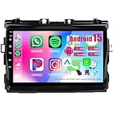 9 Pulgadas Pantalla Táctil Android 15 Radio 2 DIN para Toyota Estima Previa 2006-2012 con Carplay GPS Navigation Bluetooth Controles del Volante Cámara de Respaldo(T100 [2+32G])