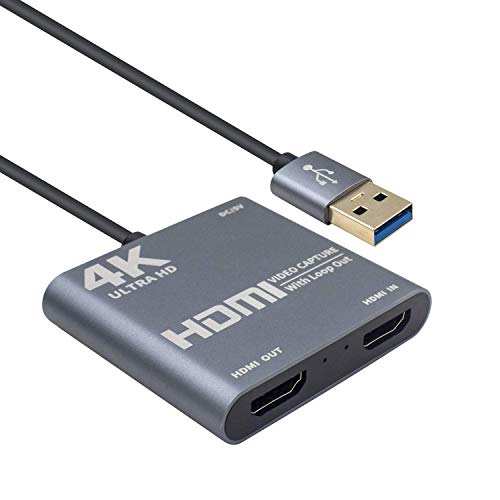 Duttek HDMI Video Capture Card with Loop Out, HDMI to USB 3.0 Video Capture Card Converter Adaptor 4K HD 1080P for PC Laptop Projector HDTV Compatible with Windows XP, MAC, Linus System