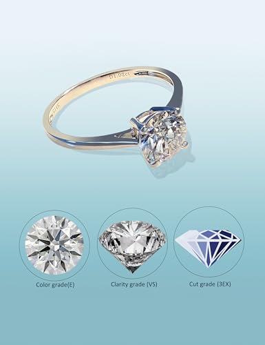 1.25 to 3 Carat IGI Certified LAB Grown Diamond 14k White Gold Solitaire Engagement Rings for Women, Wedding Promise Anniversary Rings Jewelry Gift for Her, VS1-VS2 Clarity, E-F Color2