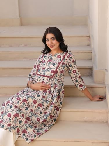 Image of ASSUME FAB Women's Rayon Maternity Kurti /Pregnancy Kurti /Easy Breastfeeding Kurti /Western Kurti with Zippers for Nursing Pre and Post Pregnancy