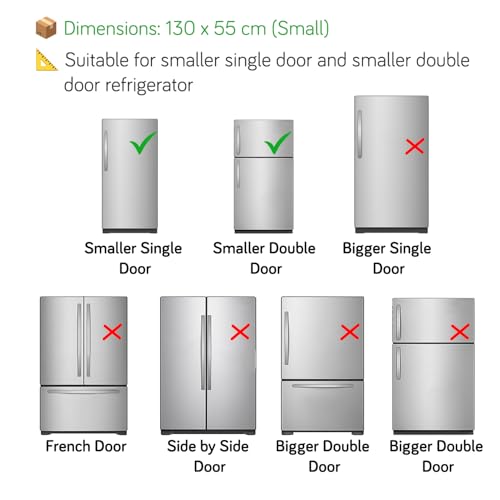 Image of HOKIPO Small Fridge Cover Top | For Smaller Single Door and Double Door Refrigerator - Waterproof, Printed with 6 Side Pockets, Size Small 130x55 cm, Whimsical Bottles (AR-5875-D3)
