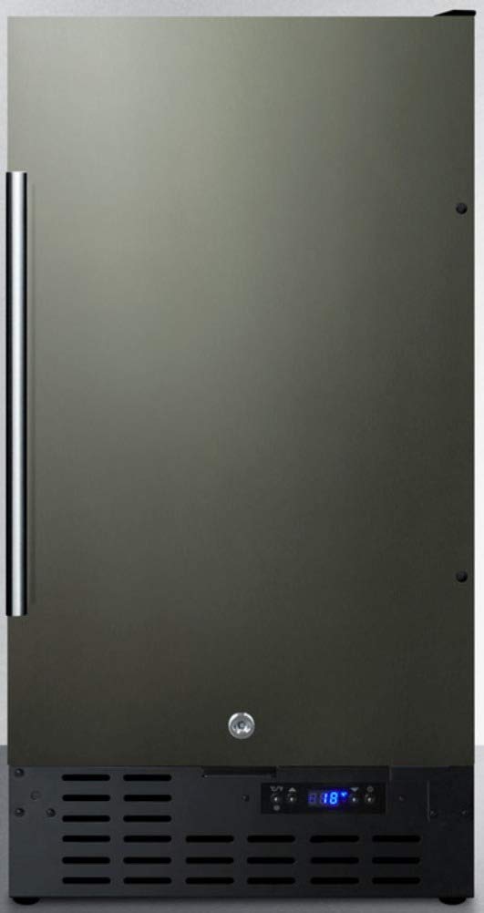 Summit SCFF1842KS 18"" Built-in or Undercounter Freezer with 2.7 cu. ft. Capacity Frost Free Operation Digital Thermostat and Adjustable Chrome Shelves in Black Stainless Steel