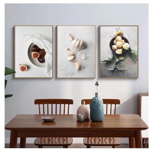 Peinture sur toile fruits GELYX 60x90cm lot de 3 affiches décoration salon cuisine sans cadre