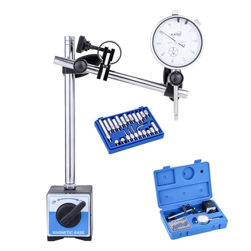 KATSU Tools Dial Indicator with Magnetic Base and 22 Pieces Indicator Points Set, 0-1.0