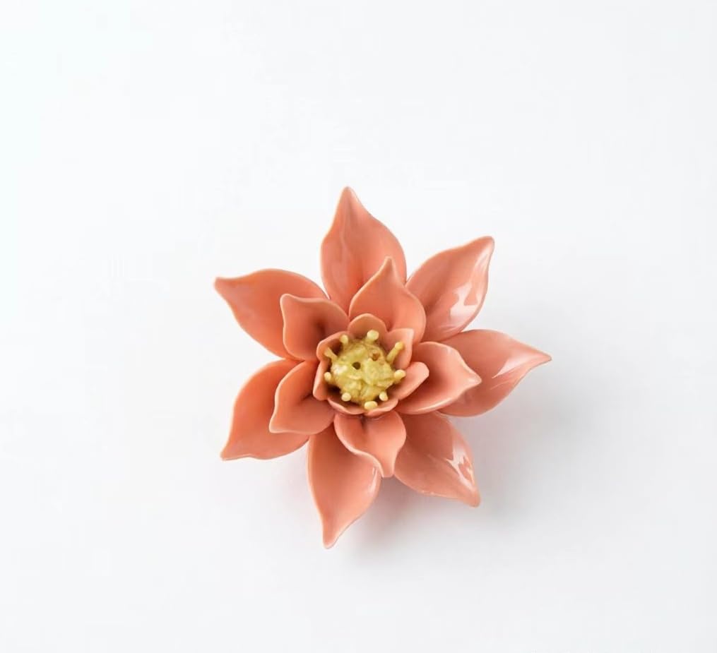 AMERRY Tangerine,Kapok, 2.76",Ceramic Flowers Wall Art,3D Artificial Flower Wall Art Décor ，Handmade Wall Art Hanging Sculpture， Porcelain Flower Wall Décor for Home，Hallway