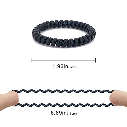 Spiral Hair Ties (Thin Black, 12 Pcs) - Plastic Spiral Coil Ponytail Holders for Women, No Crease Phone Cord Ties for All Hair Types