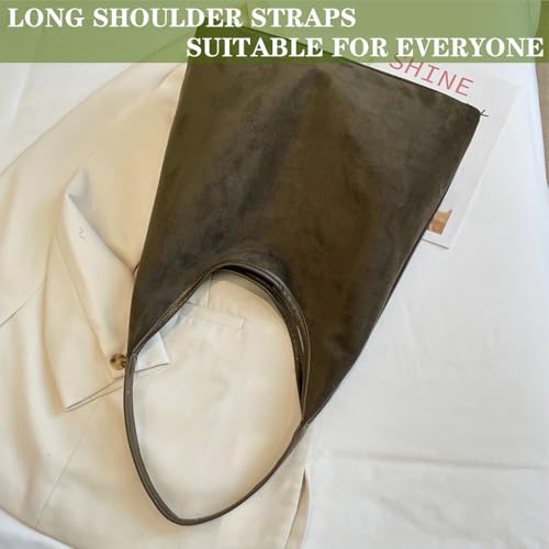 Image of Suede Hobo Bag for Women - Brown Retro Slouchy Purse - 2025 Upgrade New Fall Collection