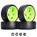 Hobbypark Hard Plastic 26mm RC Drift Car Tires & Wheel Rims Green 12mm Hex for 1/10th Model (Pack of 4)