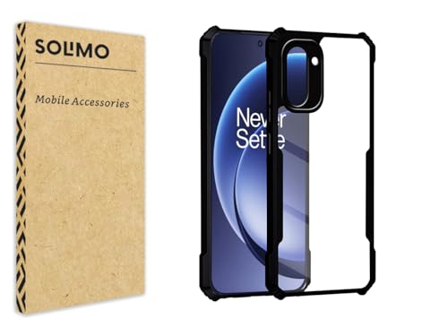 Image of Amazon Brand - Solimo Clear Back Cover Case for OnePlus 15R 5G | 360 Degree Protection | Transparent Back Cover Case for OnePlus 15R 5G (PC & TPU, Black Bumper)
