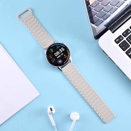 WOCCI 20mm Magnetic Silicone Watch Band, Tactile Ridged Texture, Quick Release (Starlight) — view 5