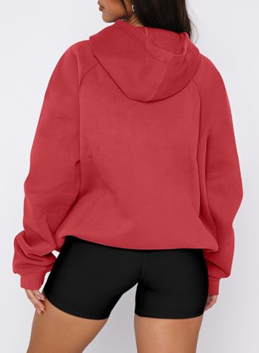 onlypuff Women Half Zipper Pullover Sweatshirt Long Sleeve Hoodies Kangaroo Pocket Fleece Basic Sweater