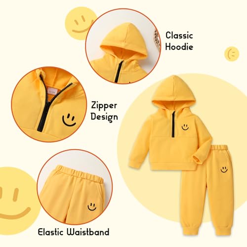 Image of YOUNGER STAR Toddler Baby Boy Girl Clothes Fall Winter Outfits Long Sleeve Hoodie Sweatshirt Sweat Pants Cotton Sweatsuits
