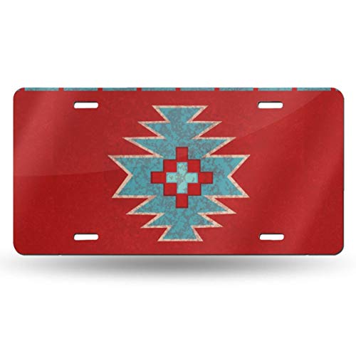 NiYoung Vanity License Plate Tag License Plate, High Gloss Aluminum Car Metal License Plate, Red Western Southwest Mesas Front License Plate for Car Truck Trailer, 6" x 12"