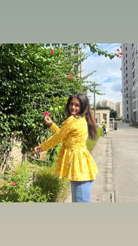 Image of Women's Floral Print Reyon Peplum Top - Casual Loose Fit 3 /4 Sleeve Tunic top, Stylish V-Neck Flared Kurti, Comfortable Everyday Wear