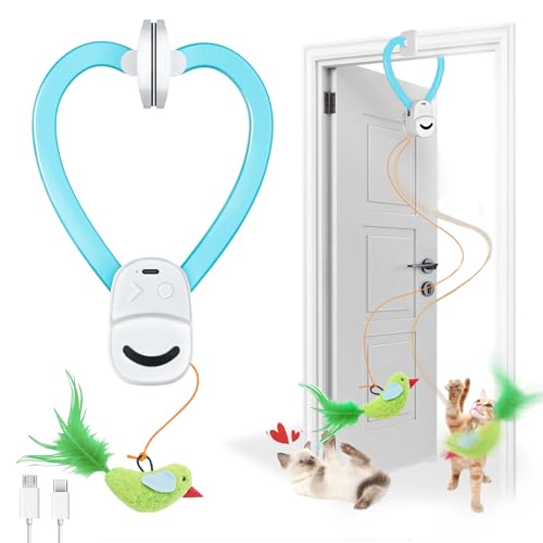 CATPICK Interactive Cat Toys for Indoor Cats Automatic Electric Flying Bird Feather Wand Toy - Best Kitten & Adult Cat Enrichment Toy Hanging Electric Kitty Toys for Bored Cats
