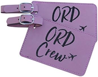 Chicago Crew Base Bag Tags for Flight Attendants,Set of Two, American Airlines (Pink)