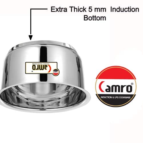 Image of Camro Induction Bottom Tope with Lid (12 No, 1.8 Liters) | (Encapsulated Bottom) Container /Tope /Patila /Bhagona /Cookware | Gas Stove Compatible | 15+Years of Innovation and Quality