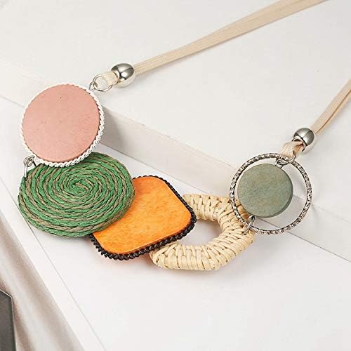 Caiyao Acrylic Pendant Necklace Fashion Colorful Resin Charms Chunky Necklace Boho Chic Charm Statement Necklace Rainbow Color Geometric Chunky Necklace for Women - Image 3