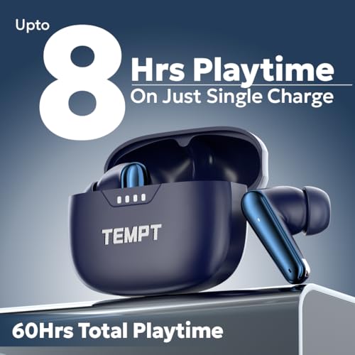 Image of TEMPT Cult Pro | 32db ANC | 8hrs on Single Charge | 13mm Bass Driver | 65ms Auto Latency, LC3 Codec | Clear Calls with Quad Mic | Wireless Earbuds Powered by OxyAcoustics | IPX5 & BT 5.3 TWS (Blue) | inch65ms Auto Latency, LC3 Codec, Quad Mic Calls, OxyAcoustics, IPX5, BT5.3 TWS