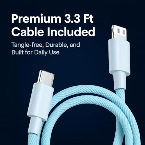 Image of Addtam Original 20W Charger Adapter with 1M Lightning Cable Compatible with iPhone 14 /14 Plus /14 Pro /14 Pro Max /13 /13 mini /13 Pro /13 Pro Max /12 /12 mini /12 Pro /12 Pro Max /11|20watt Fast Charging-Blue