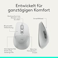Logitech Signature Comfort Plus M850 L kabellose Maus, Bluetooth-Maus mit Handballenkissen, geräuscharmen Klicks, Batterie mit 24 Monaten Laufzeit, anpassbaren Tasten, für Windows, Mac, iPad - Weiß – Ansicht 4
