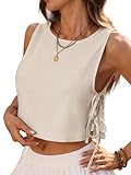 ELLEVEN Linen Crop Tops for Women Boho Spring Summer Sleeveless Tops Cute Going Out Outfits Beach Vacation...