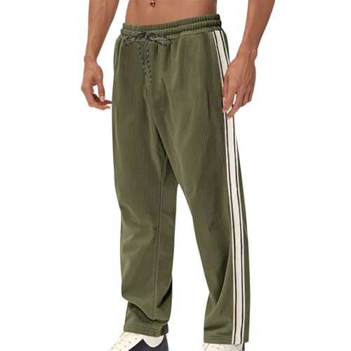 Vintage Wide Leg Corduroy Sweatpants for Men Drawstring Elastic Waist Casual Relaxed Fit Straight Leg Baggy Pants