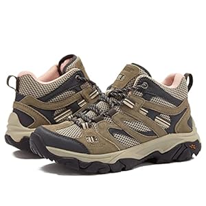 HI-TEC Ravus Mid Hiking Boots for Women, Lightweight Breathable Outdoor Trekking Shoes