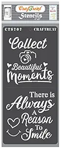 Quote Stencils for Painting on Wood Reusable - Reason to Smile - Size: 4X8 Inches - Inspirational Stencils for Scrapbooking - Phrase Stencils for Painting
