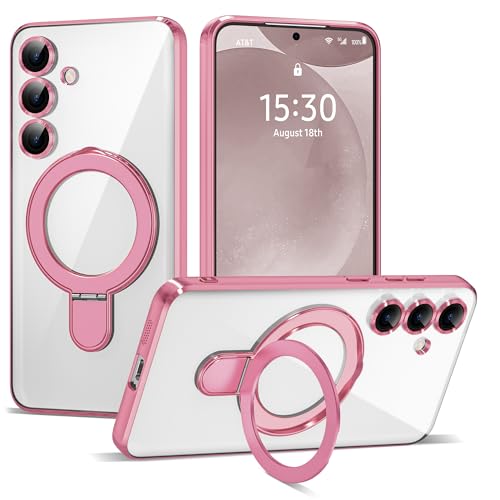 Coque Samsung S24 transparente avec anneau compatible MagSafe et protection d'objectif photo intégrée