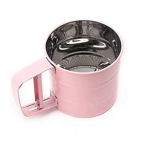 Magik Stainless Steel Mesh Flour Icing Sugar Sifter Sieve Strainer Cup Baking Tool (Pink)
