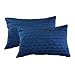 JULIYEH 2er Set Samt Kissenbezüge Kissenhülle Weich 30x50 cm Sofakissen Dekokissen Dekorative Kissenbezug Samtkissen Einfarbig Zierkissen mit Geometrische Muster für Sofa Büro Navy blau