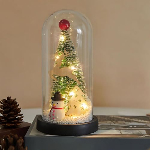 LED Christmas Tree Cloche Glass Dome 9 Inch...