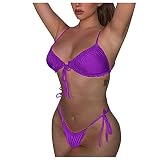 Gothic 3X Bikini Orange String Dégage! Bas Effilochés pour Femmes Bikini Top Femmes Noir Aussi Top Marron Égalité Top Flowy Date d'anniversaire Livres De Concours Nègre Bikini De (Purple, L)
