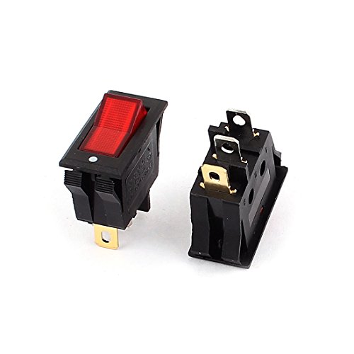 POWTAXBJGD 2 Pcs Wall Switches 15A/125VAC 10A/250VAC Red Neon Light On/Off SPST Dimmer Switches Rocker Switch