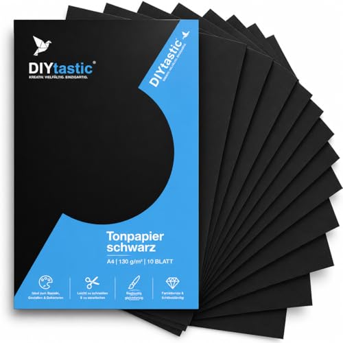 100x Blatt A4 Tonpapier - 220 g/m Papier - Tonkarton schwarz Bastelpapier & Bastelkarton zum Basteln & Gestalten - Schwarzes Papier