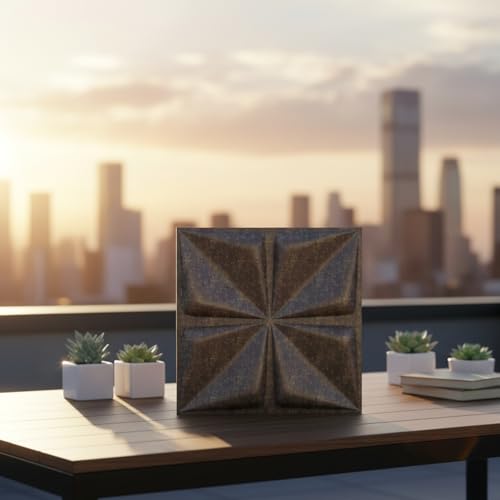 Image of Kayra Decor PVC Panel for Wall Bloom Design, Magnum Brown Color 19.7 inch x 19.7 inch (Pack of 18) - Covers 48.51 Sq. Ft.