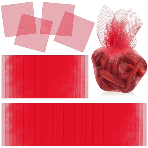 Woanger 100 Pcs Spawn Netting 3 x 3 Inch Fishing Bait Mesh Red