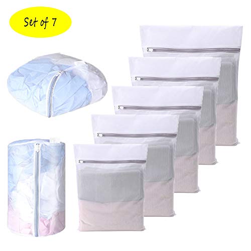 AIDUE Bolsas de lavandería, 7PCS Bolsas de Lavado Reutilizables con Cierre de Cremallera para delicados, Sujetador, Lencería, Ropa Interior, Calcetines, Blusa, Calcetería, Ropa de bebé
